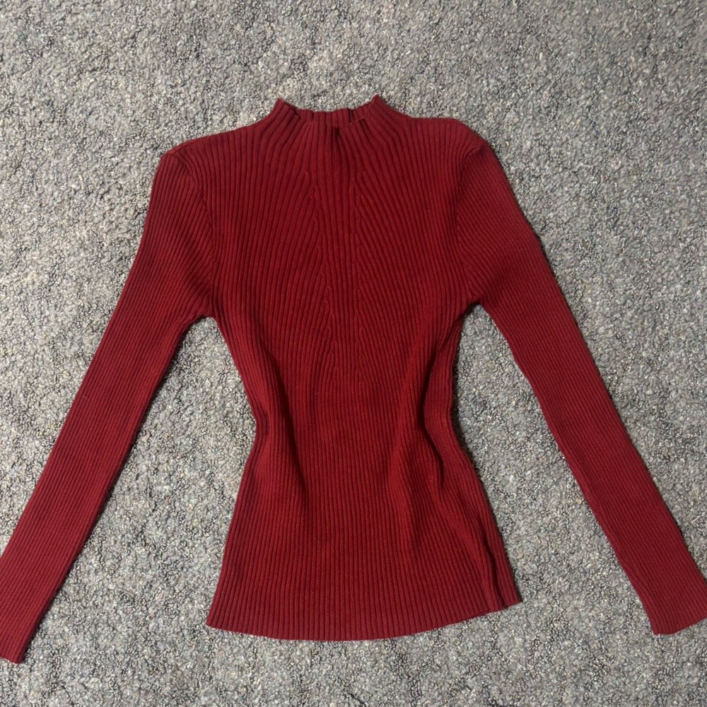 Red Mockneck Sweater